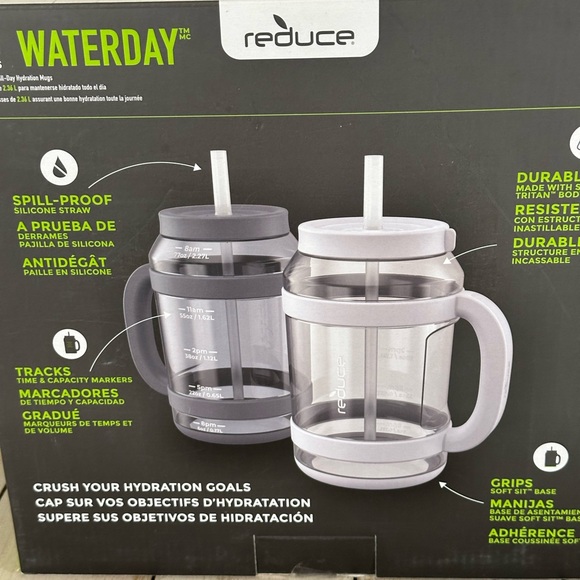 Waterday 2-Piece Set - Blue and White/clear 80 ounce, 2.36 liters water bottles - Picture 9 of 9